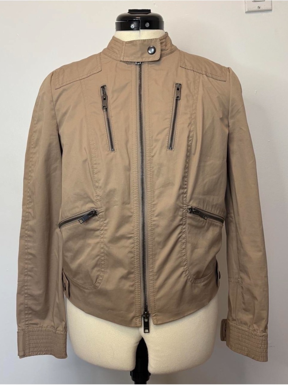 DKNY grunge zip up jacket with multiplied pockets and buttons